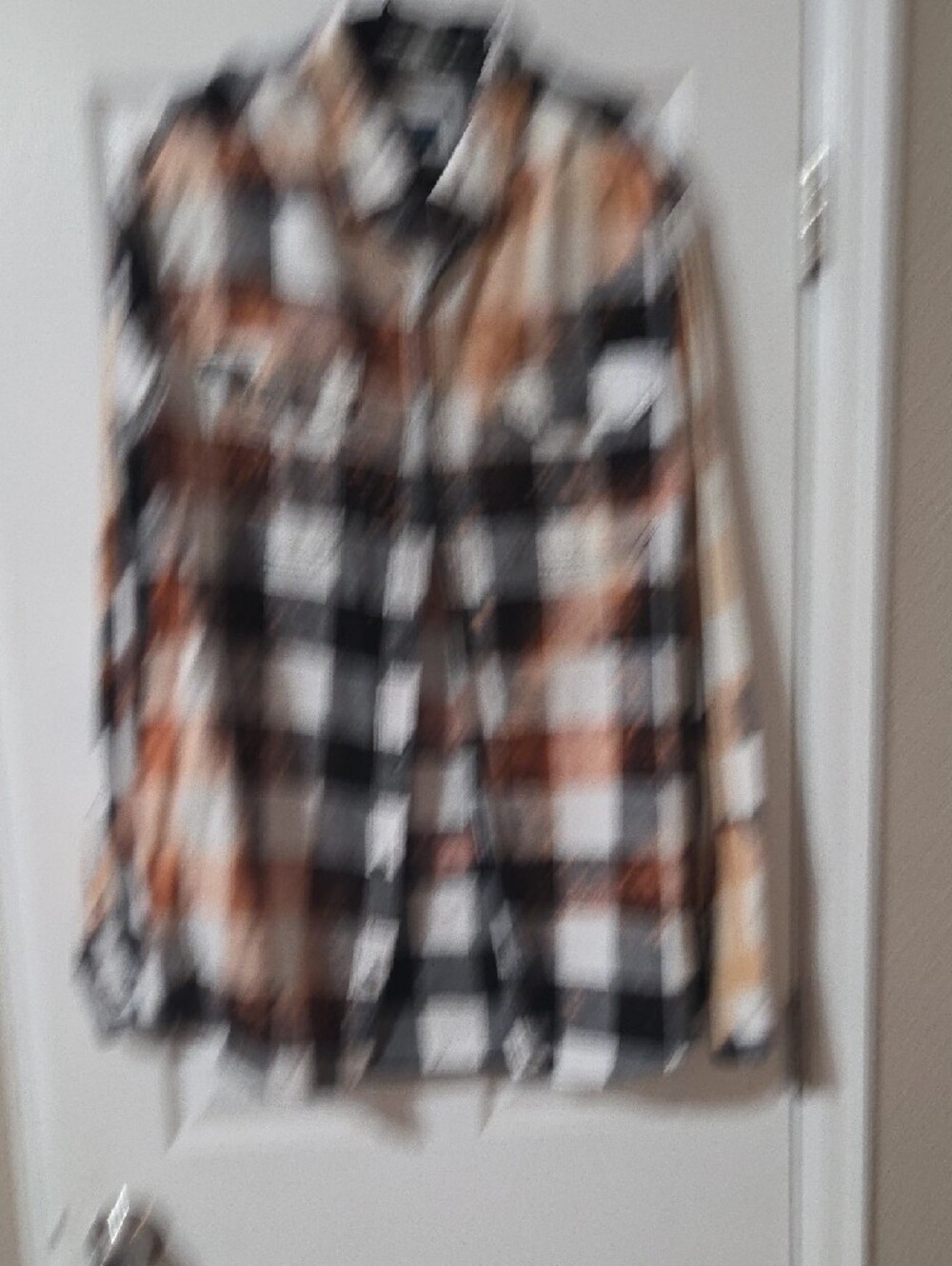 George Plaid Button-Down Flannel Shirt - Black, White & Brown Hand Bleached - Picture 3 of 12